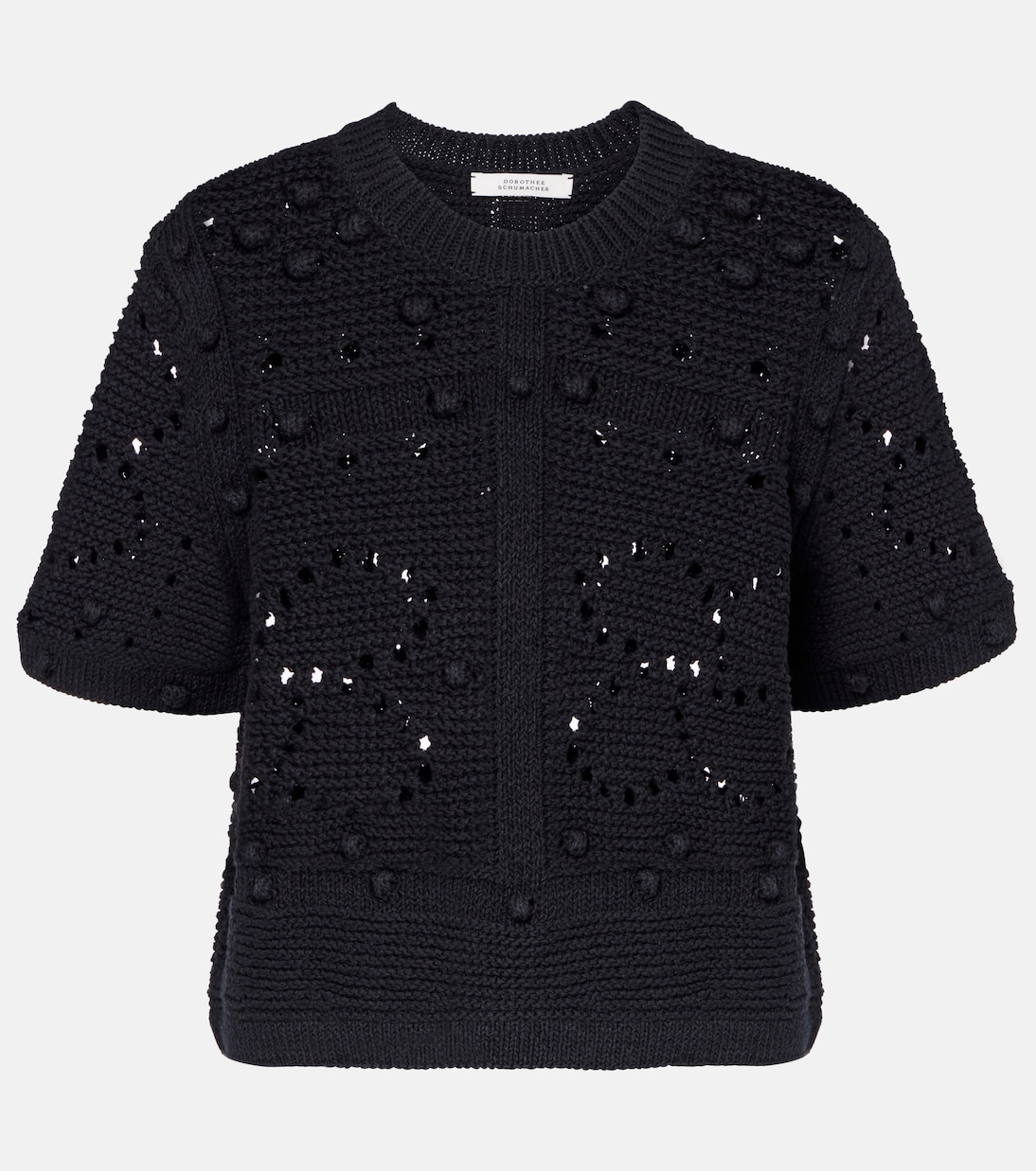 

Топ Bohemian Mood из хлопковой смеси с открытой вязкой Dorothee Schumacher, Pure Black