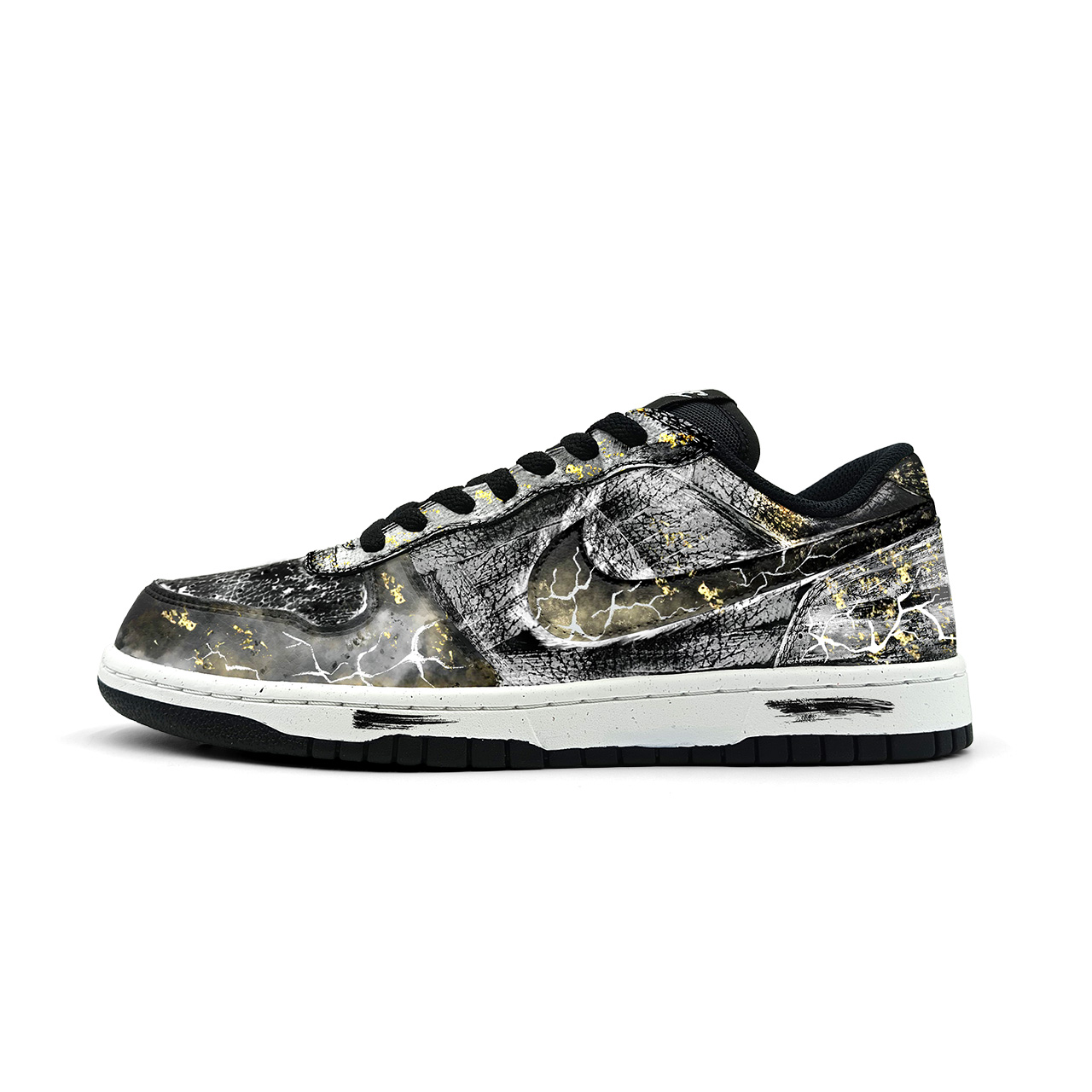 

Nike Кроссовки Big Low top Skateboard Shoes мужские черные белые золотые