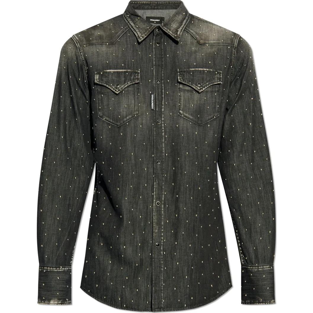 

DSQUARED 2 Джинсовая рубашка с заклёпками, Black