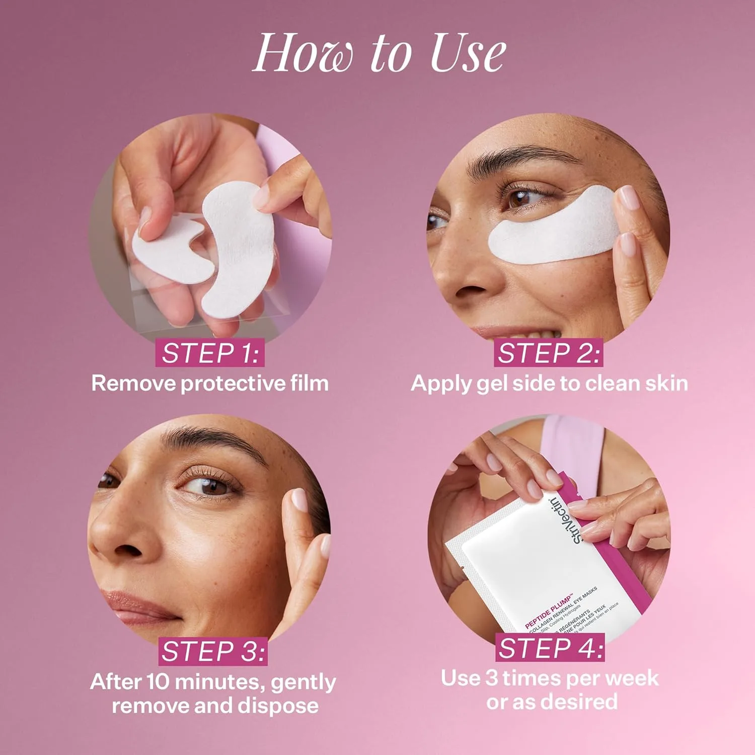 Разглаживающие маски для глаз StriVectin Peptide Plump Collagen Renewal Smoothing Eye Masks — фото 2