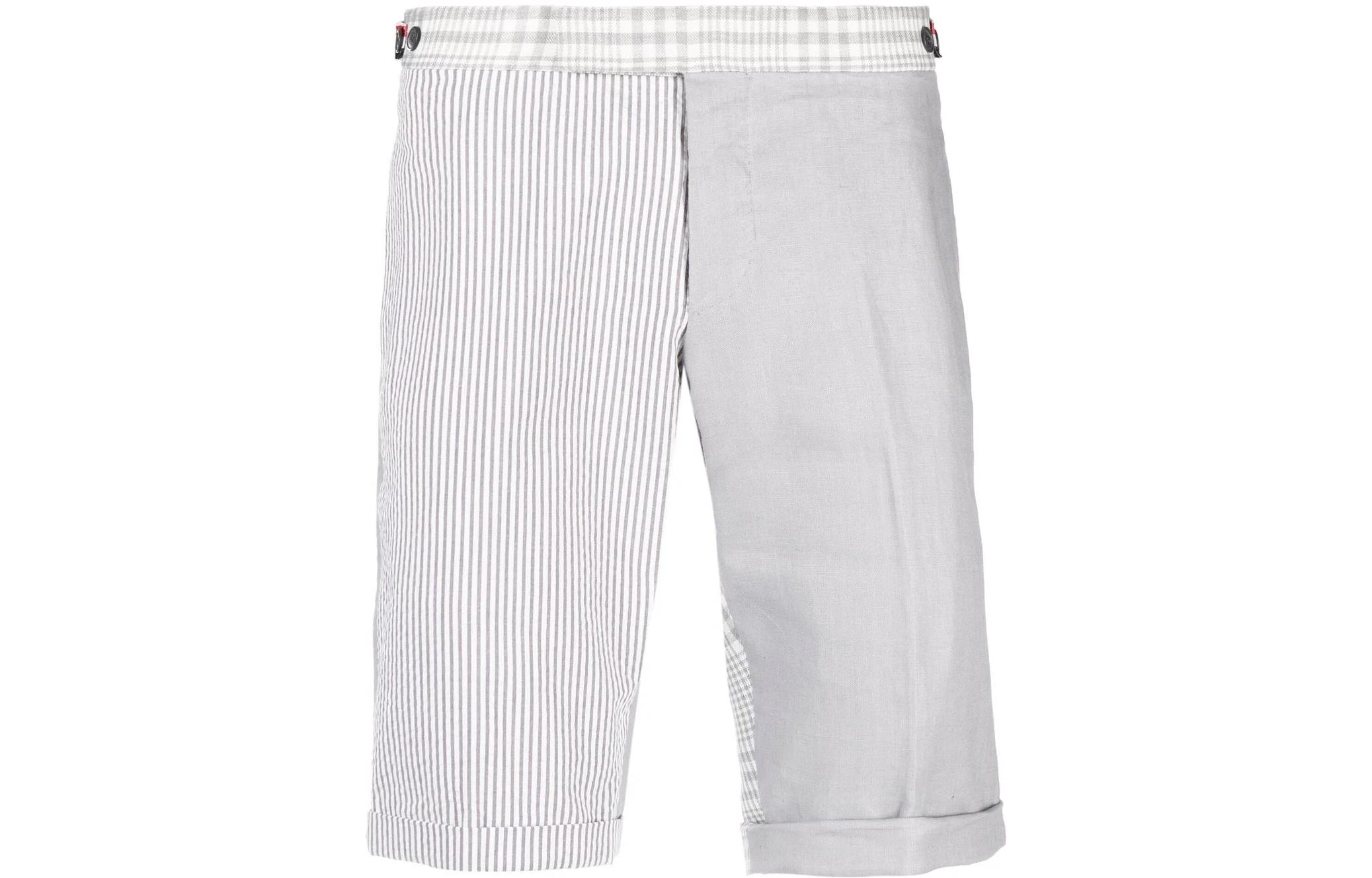 

Низкие узкие шорты с боковыми застежками THOM BROWNE, серый
