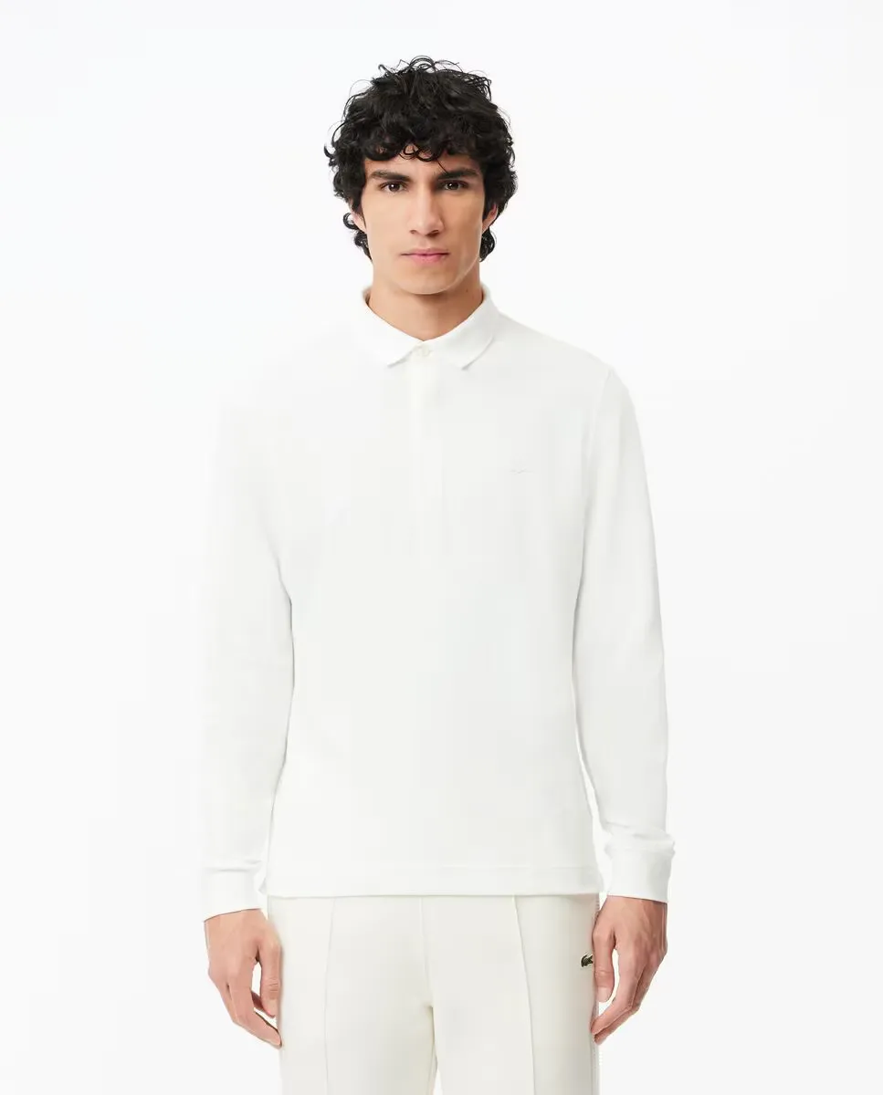 

Обычная мужская белая рубашка-поло с длинными рукавами Lacoste, белый
