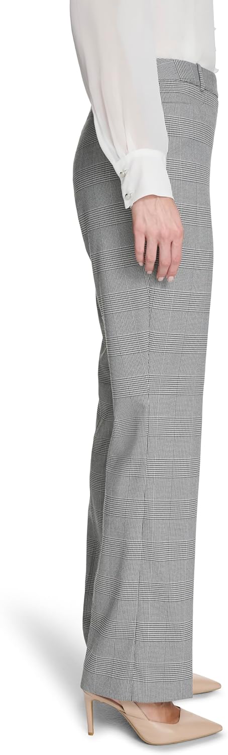 Женские брюки Calvin Klein со средней посадкой и широкими штанинами, с поясом, Black/Cream — фото 3