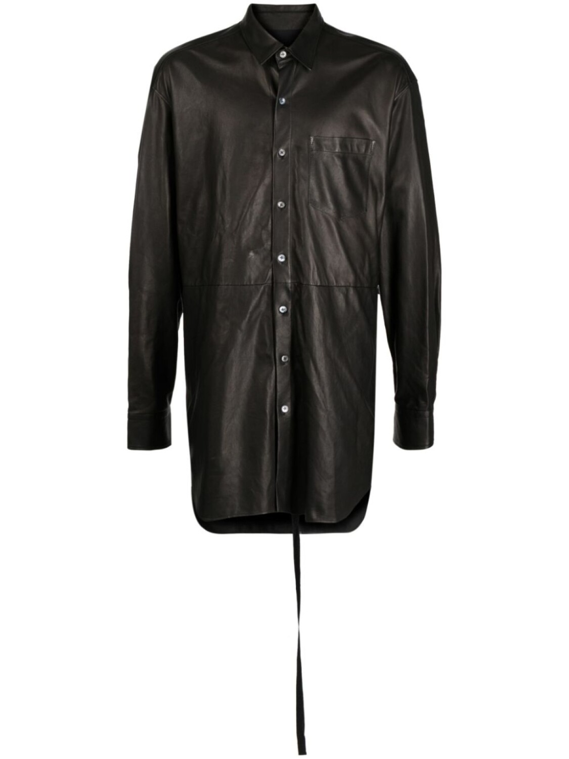 

Кожаная рубашка с длинными рукавами Ann Demeulemeester, черный