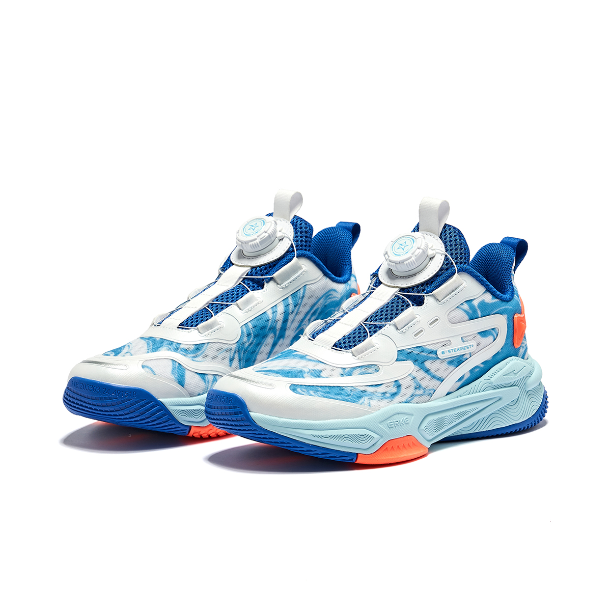 ERKE KIDS Детские баскетбольные кроссовки mid top с технологией thunder cushioning поддержка бело-синие — фото 3