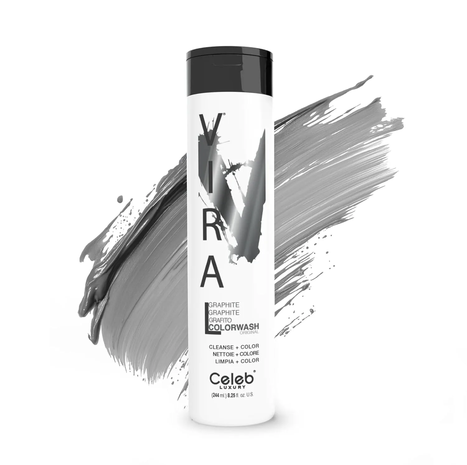Шампунь Celeb Luxury Colorwash Color Depositing Shampoo - средство для обновления цвета, веганская краска для волос, восстанавливающий стержень Bondfix Bond Rebuilder, оттенок Viral Graphite.