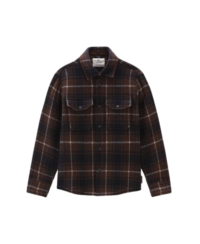 

Куртка рубашка в шерстяную клетку Woolrich, коричневый