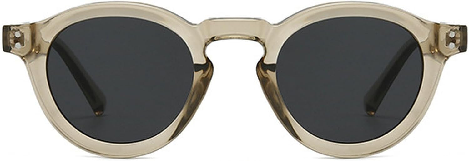 

Модные круглые солнцезащитные очки для женщин и мужчин с заклепками, солнцезащитные очки с защитой от УФ-излучения UV400, роскошные женские солнцезащитные очки цвета шампанского mincl, Brown Black