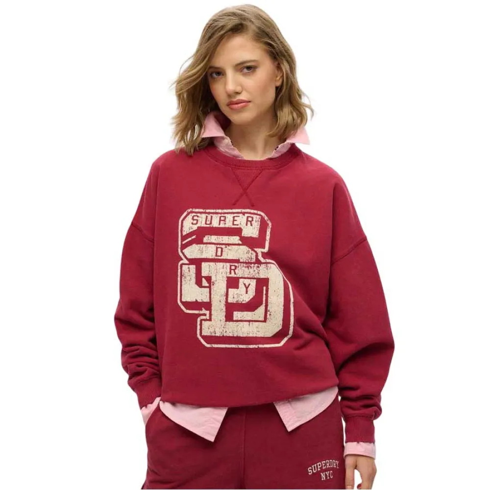 

Толстовка Superdry Athletic Flock Relaxed Fit, красный