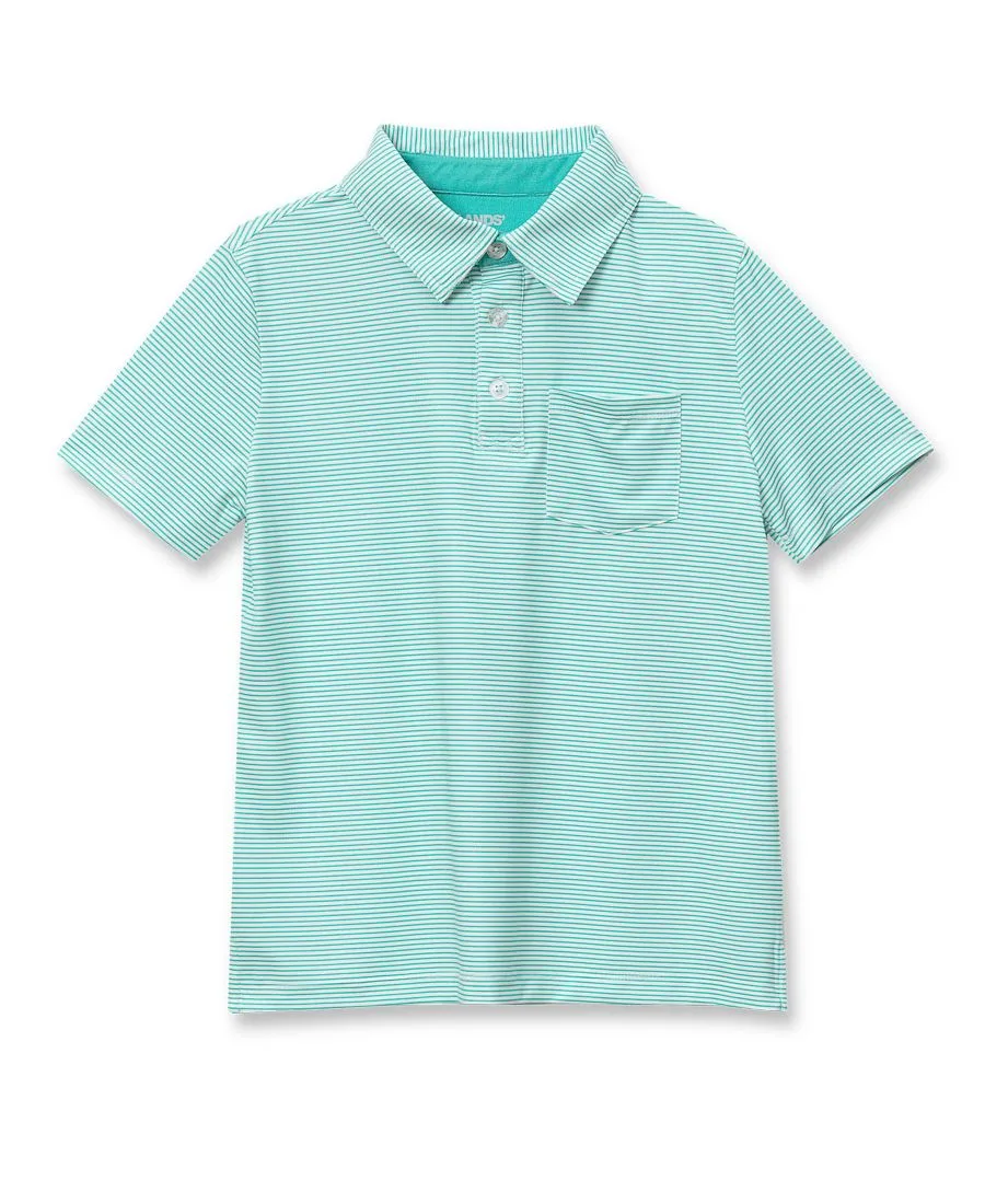 Детские поло с коротким рукавом для активного отдыха Lands' End, Teal Stripe