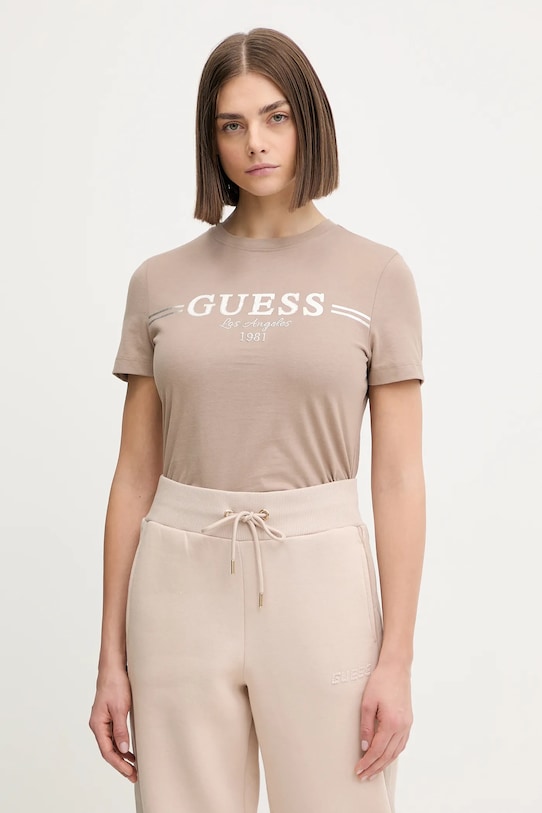 

Хлопковая футболка BIBIA Guess, бежевый