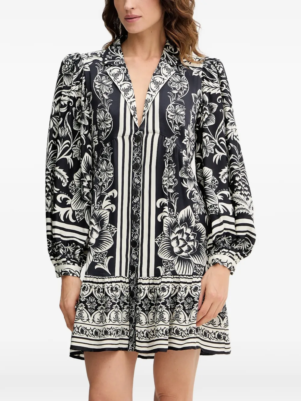 

Мини-платье Lisbon с цветочным принтом и пышными рукавами Farm Rio, черный