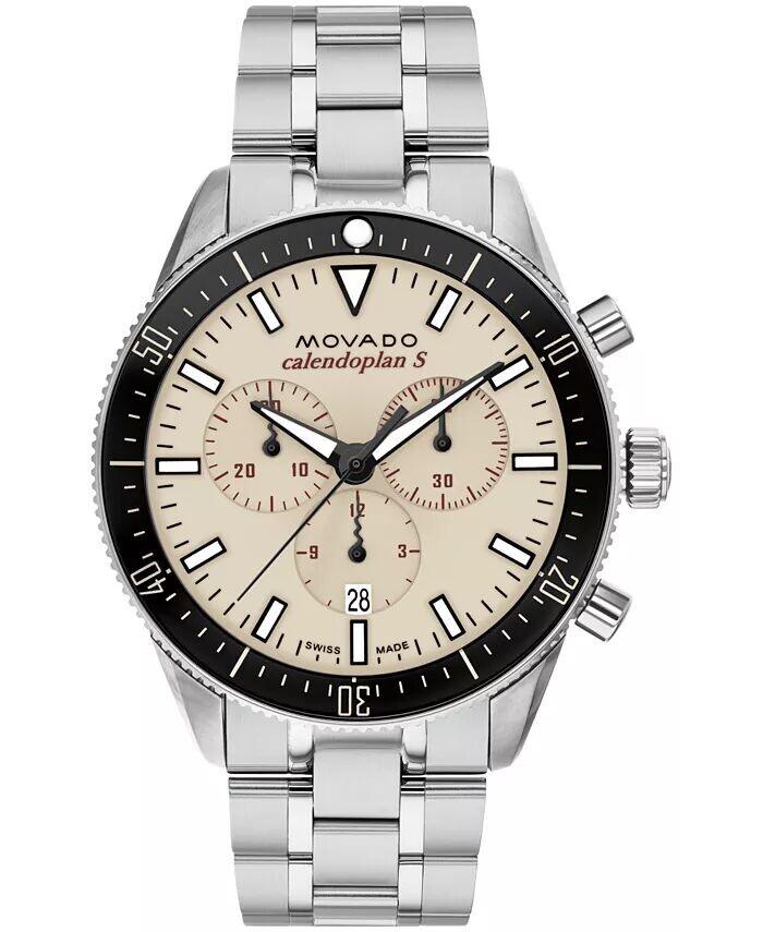 

Мужские часы Calendoplan S Swiss Quartz Chrono из нержавеющей стали серебристого цвета, 42 мм Movado, серебро