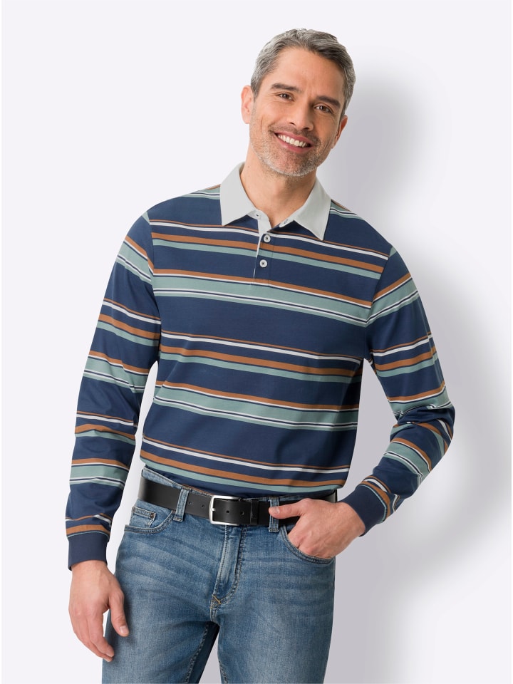 

Рубашка-поло с длинными рукавами в темно-синюю полоску Sieh an!