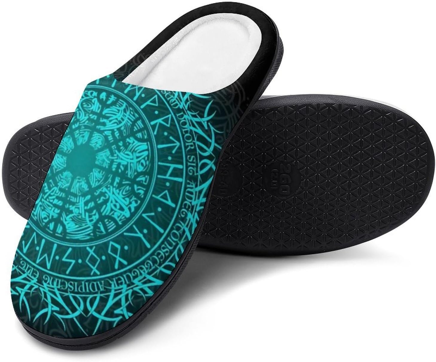 

Тапочки YXHZYHY с нордическим символом «Шлем ужаса» для гостиной, удобные и мягкие плюшевые тапочки на плоской подошве, зимние теплые хлопковые тапочки с эффектом памяти для мужчин, Helmet of Awe