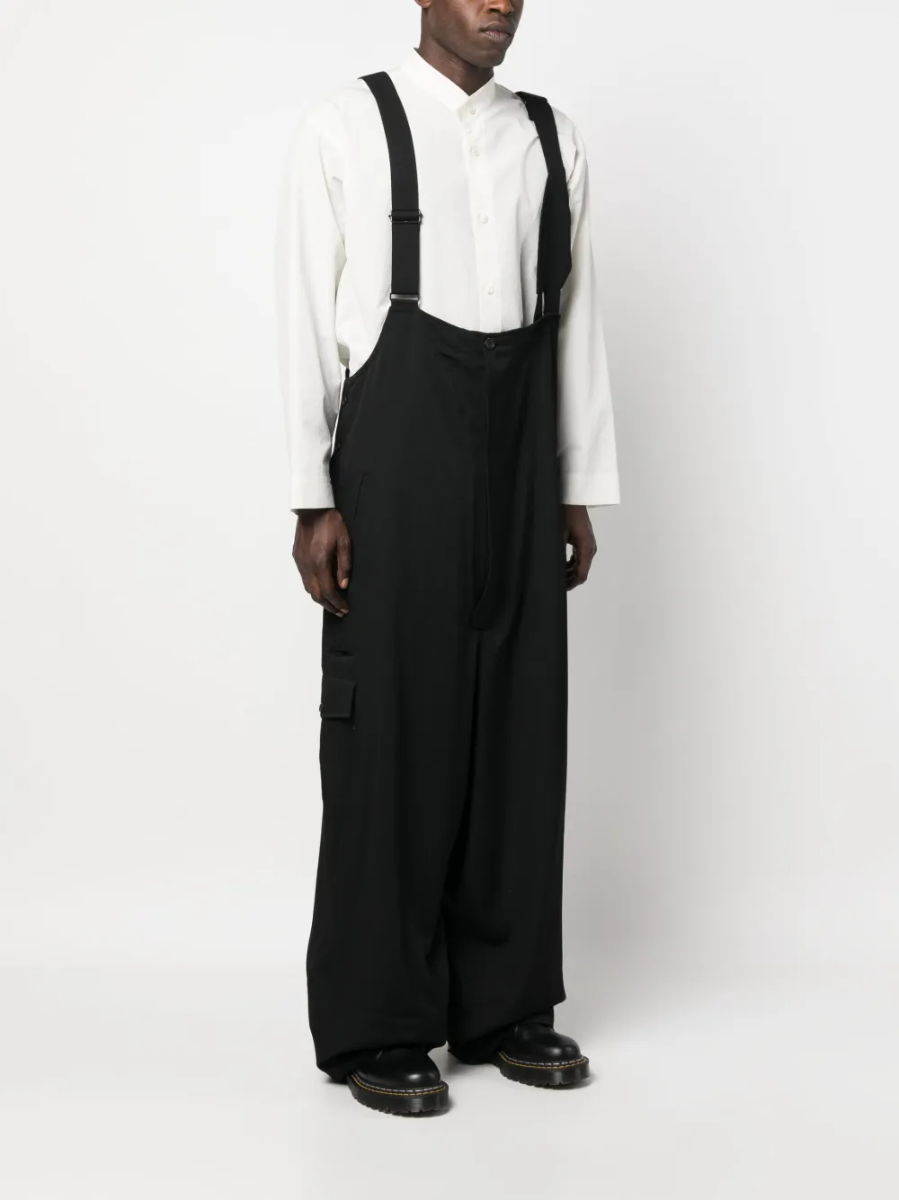 Шерстяные брюки с низким шаговым швом Yohji Yamamoto, черный — фото 3