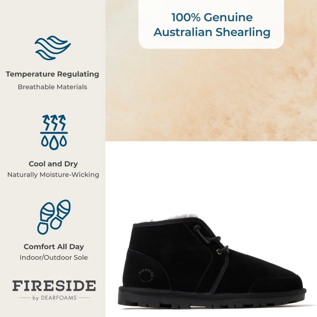 

Ботинки Fireside от Dearfoams для мужчин Shepparton с овчиной, для улицы и дома, шнуровка, чукка Fireside by Dearfoams, черный