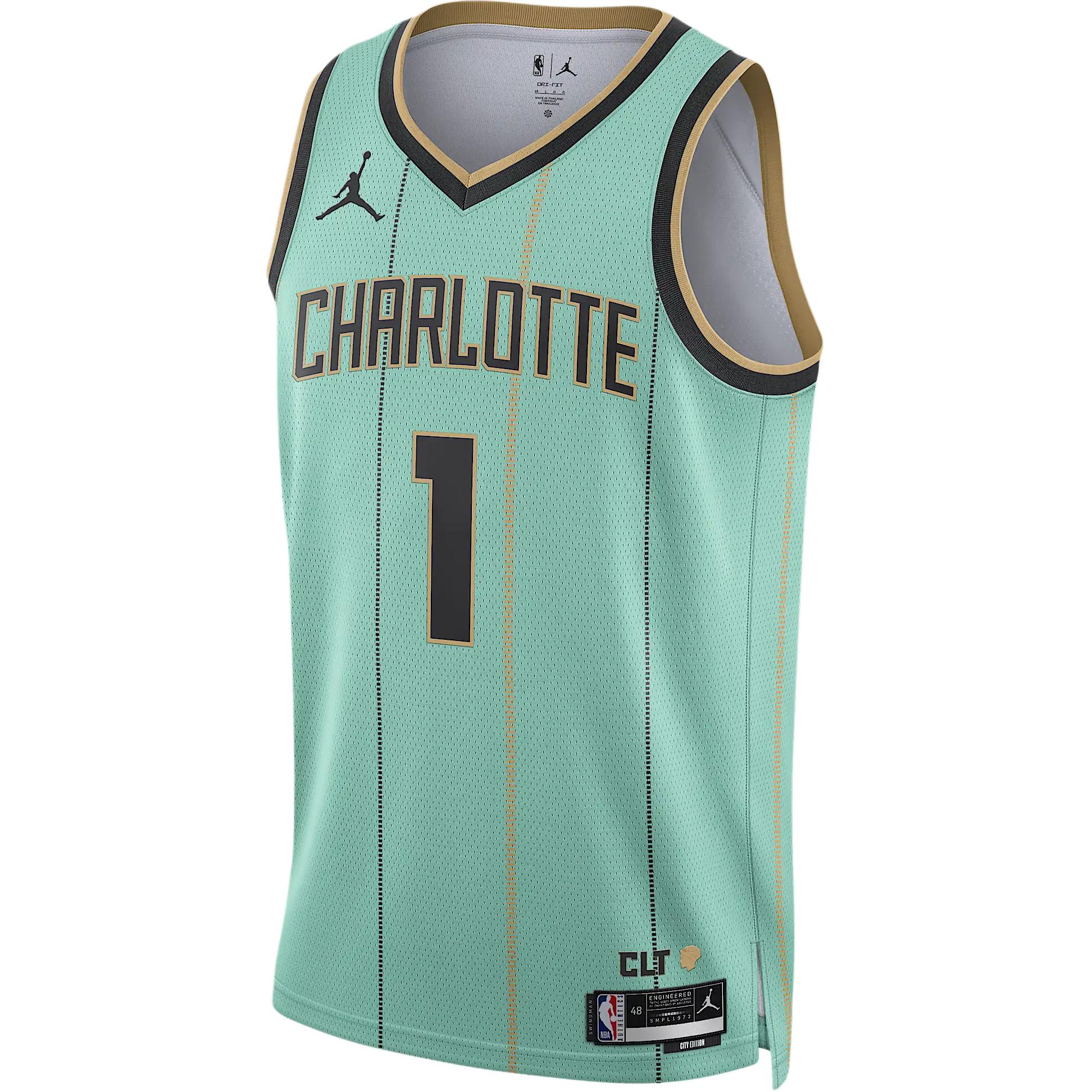 

Джерси мужская dri fit nba swingman Charlotte Hornets 2024/25 City Edition LaMelo Ball Jordan, мята