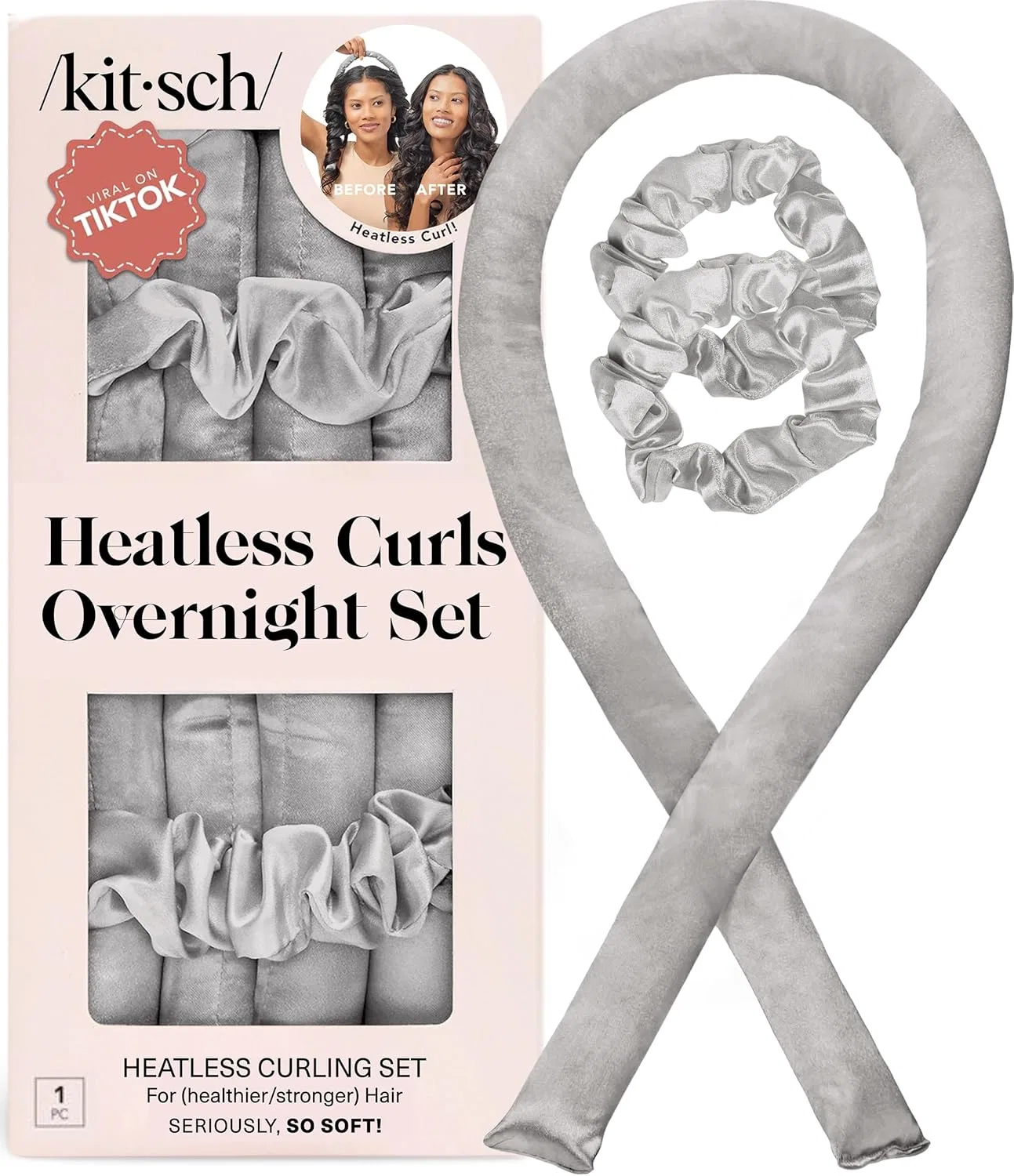 Набор для завивки волос Kitsch Satin Heatless Curling Set (серебристый) Kitsch, Silver
