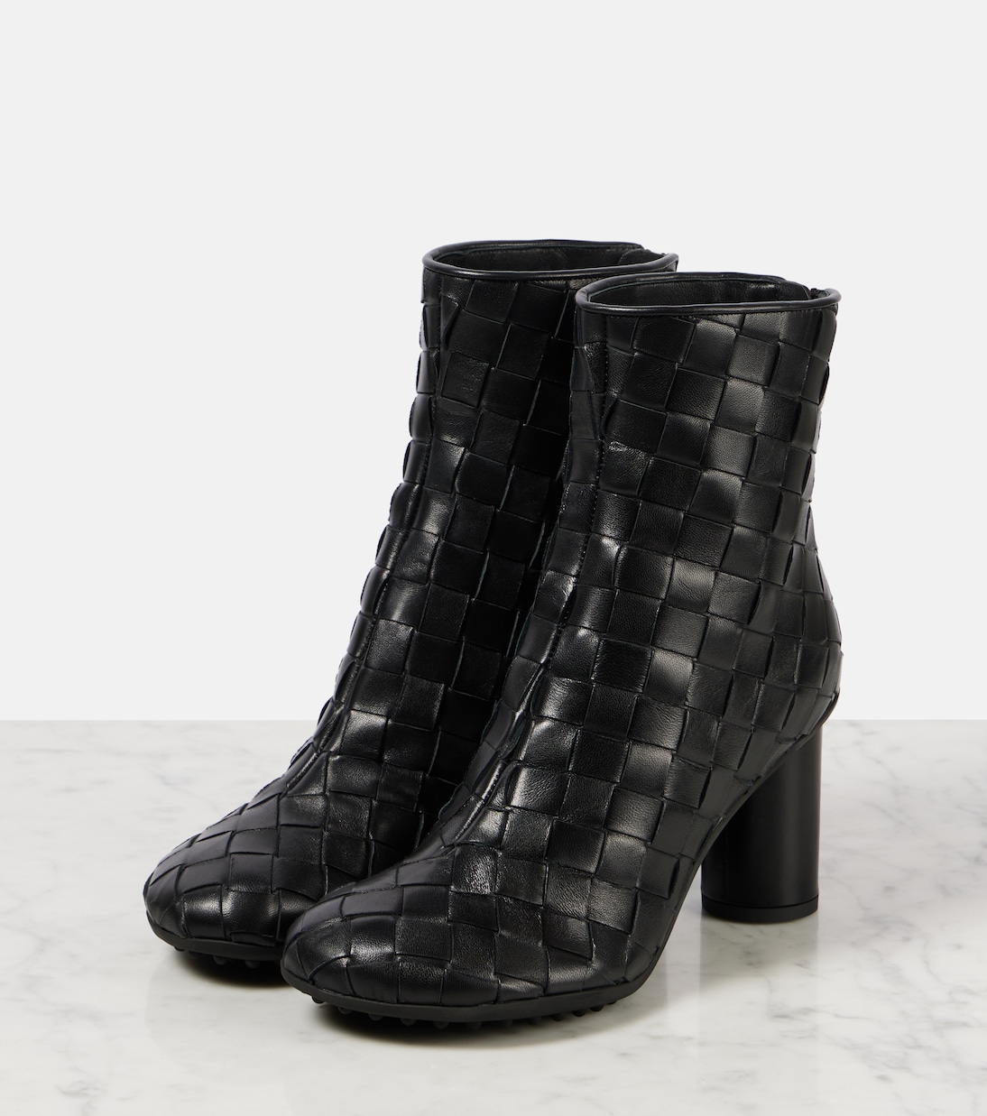Ботильоны из кожи Intrecciato Bottega Veneta, черный — фото 4