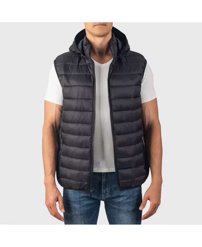 

Мужская утепленная пуховая безрукавка Gage с капюшоном, альтернатива пуху, складная безрукавка-жилет Alpine Swiss, черный