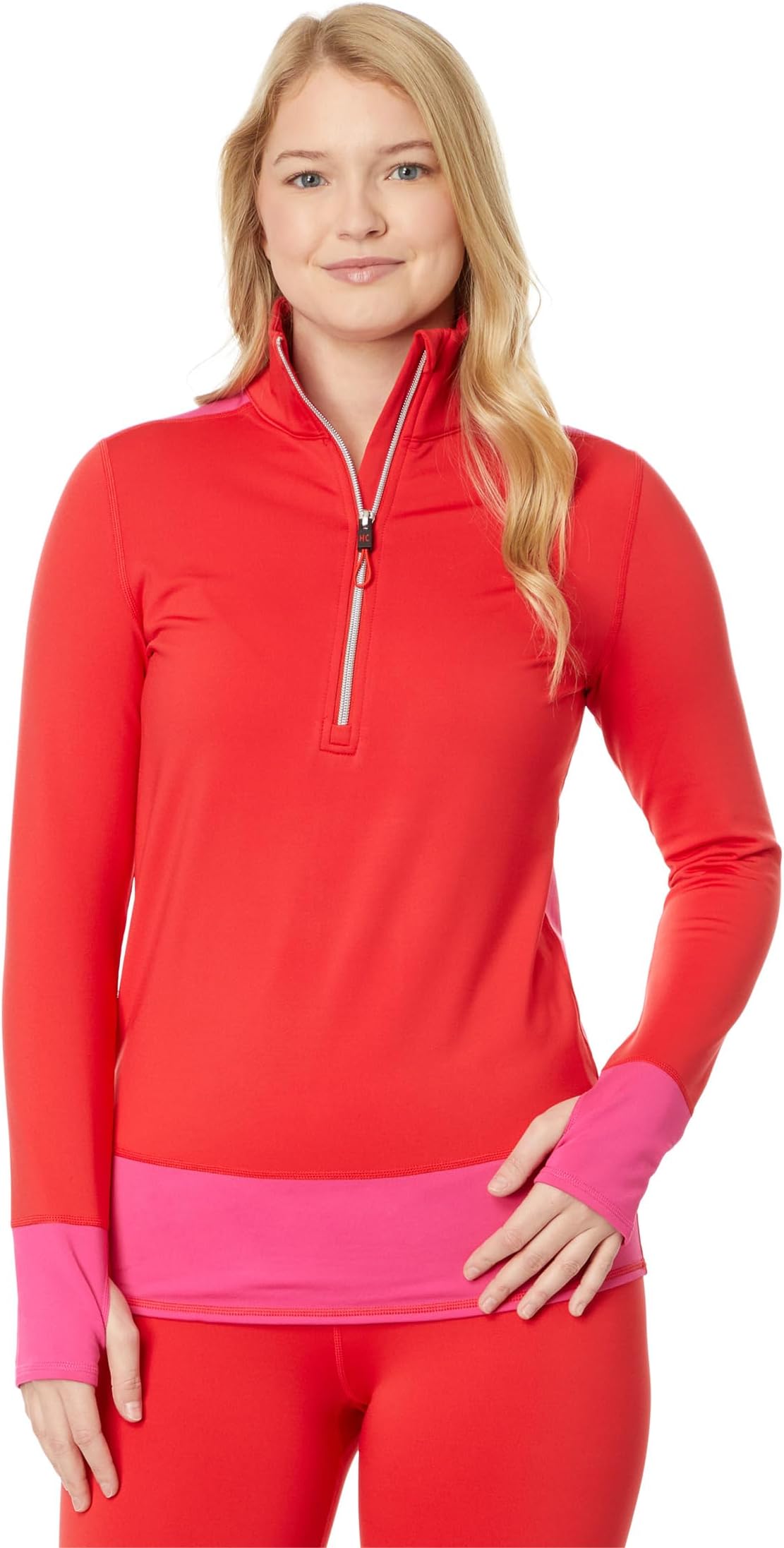 

Топ Hot Chillys Micro Elite Chamois Color-Block Zip-T, цвет Modern/Granite