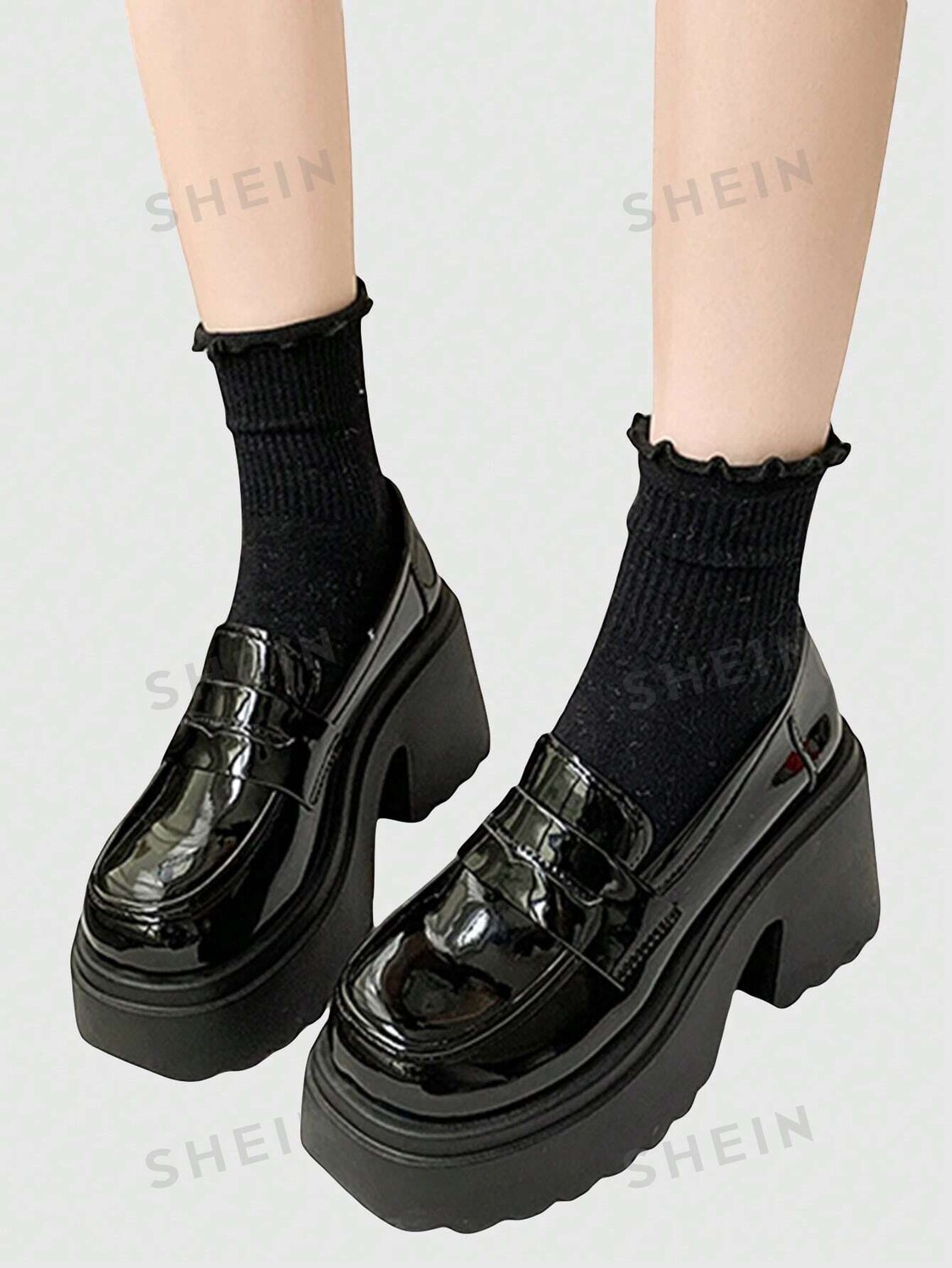 

Goth 2023, Женские туфли-броги на толстой подошве, британский стиль, модные туфли на высоком каблуке Romwe, черный