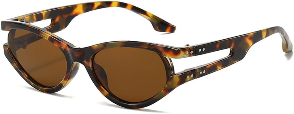 

Модные солнцезащитные очки для активного отдыха и спорта, женские и мужские, роскошные овальные солнцезащитные очки для женщин в полой оправе, очки с защитой от УФ-излучения UV400 TKKTLLT, Leopard Brown