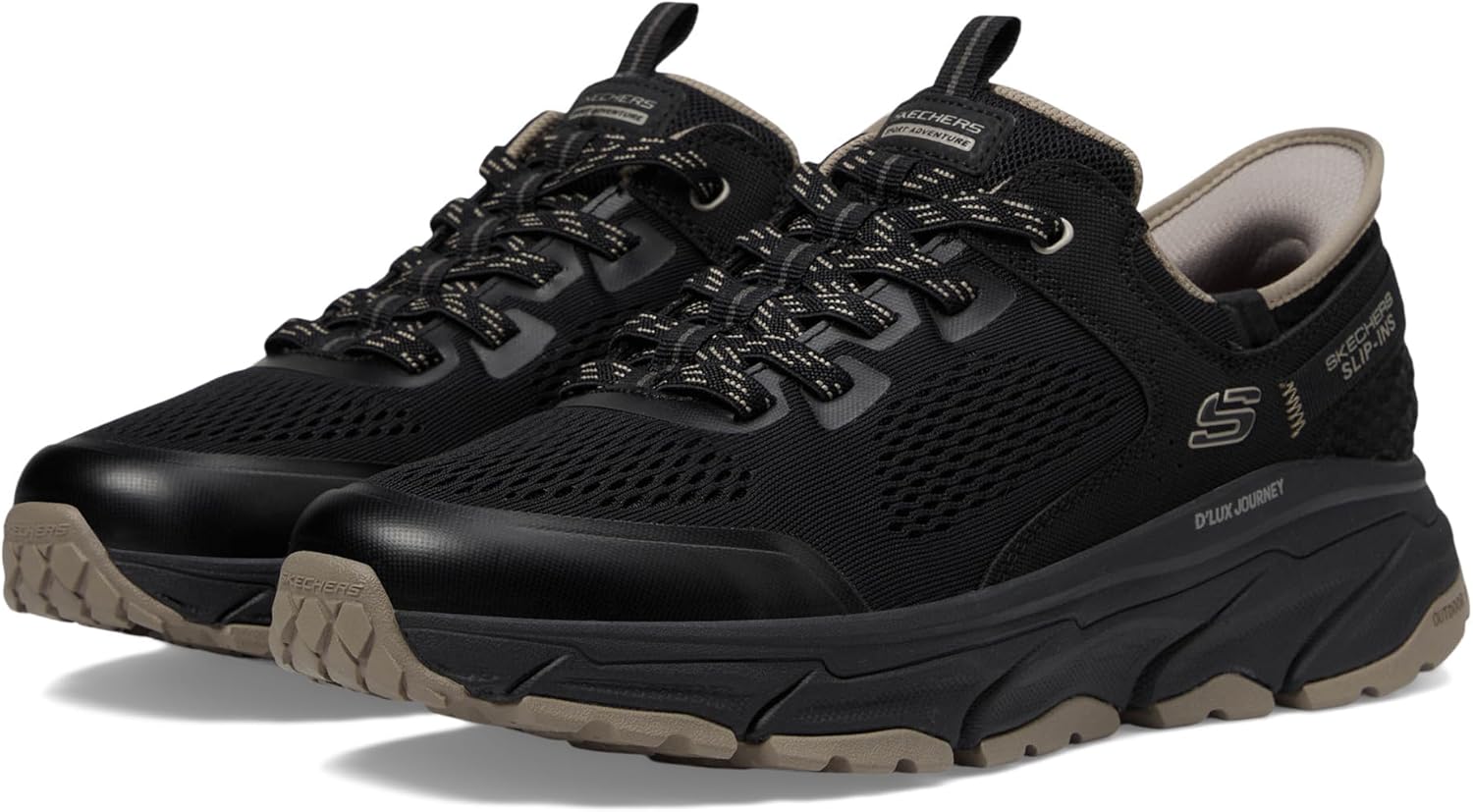 

Мужские слипоны Skechers с расслабленной посадкой: D'lux Journey - кеды без шнурков с декоративной строчкой, черный