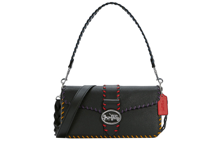 

COACH Кожаная сумка через плечо среднего размера для женщин черная