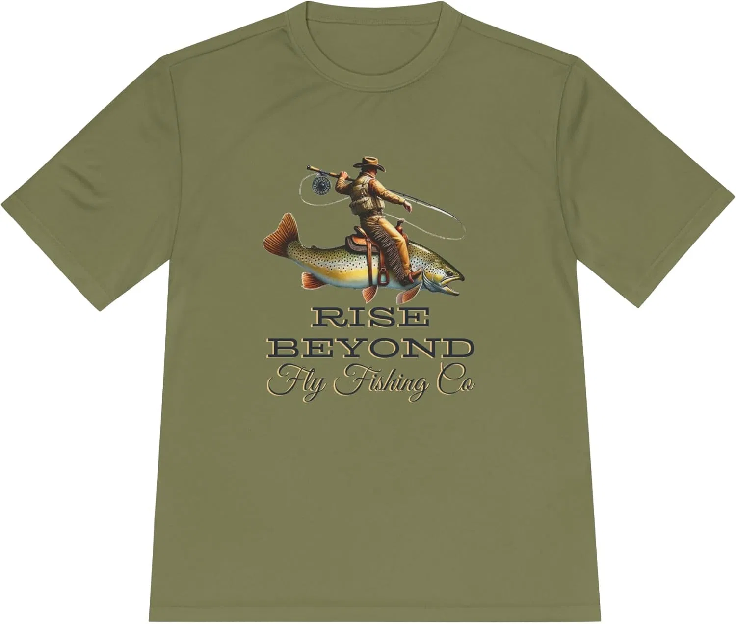 Футболка с влагоотводящей тканью Cowboy Trout, оливково-зеленый