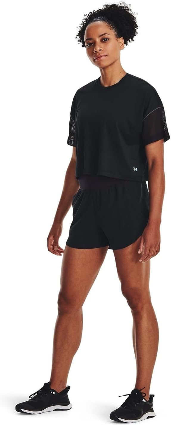 Under Armour Rush Vent укороченная футболка для тренировок, Black/Iridescent — фото 4