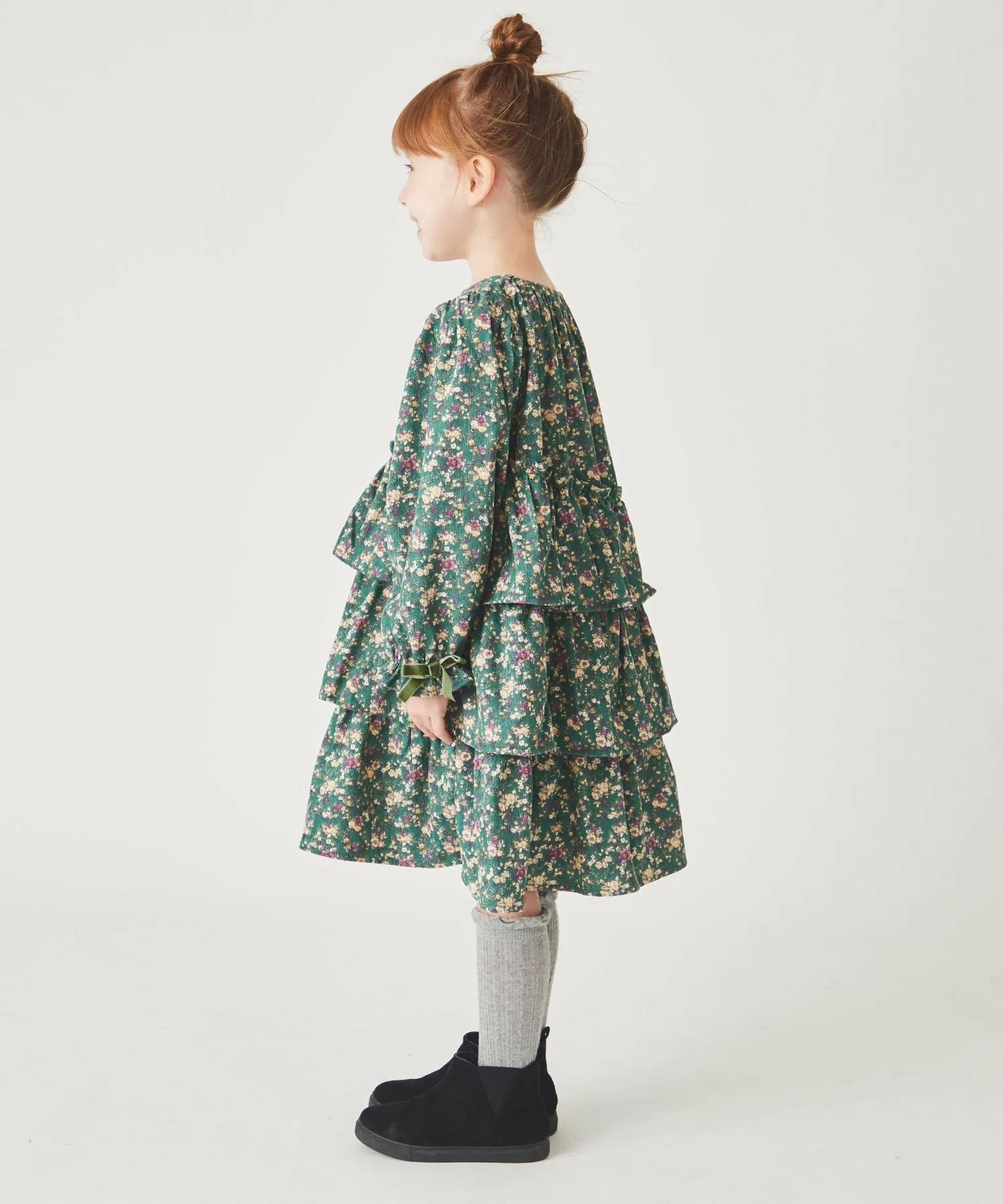 Платье из вельвета с цветочным принтом Ever Closet, green — фото 2
