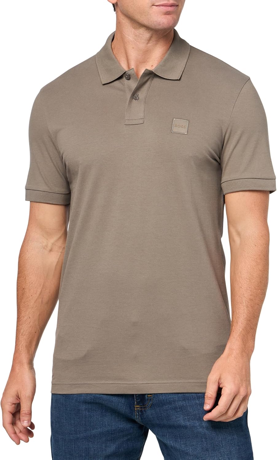 

BOSS Мужская поло с квадратным логотипом Slim Fit Pique, Cedar