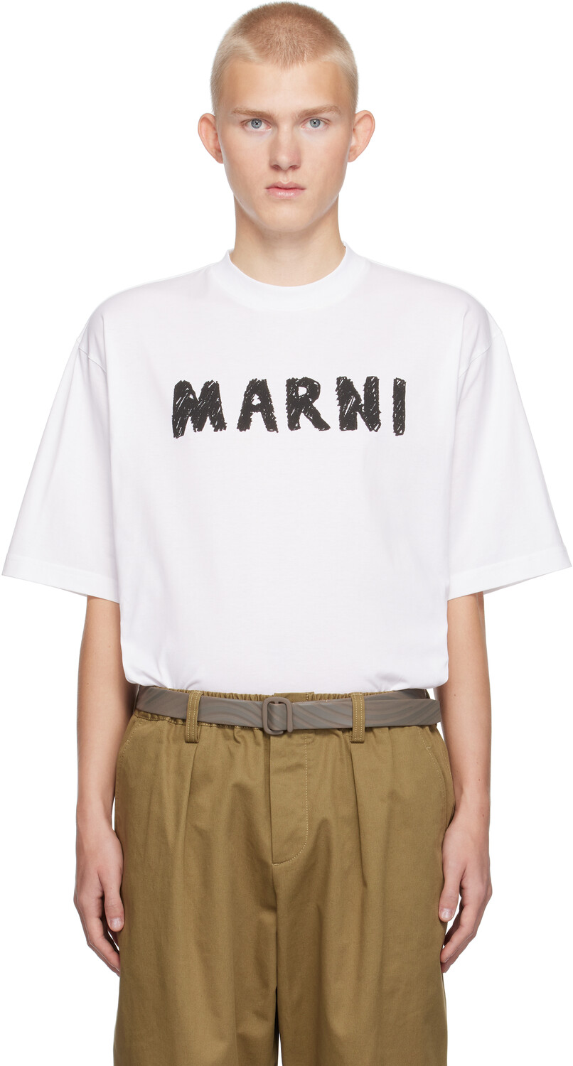 

Белая футболка с логотипом Marni, Lily white