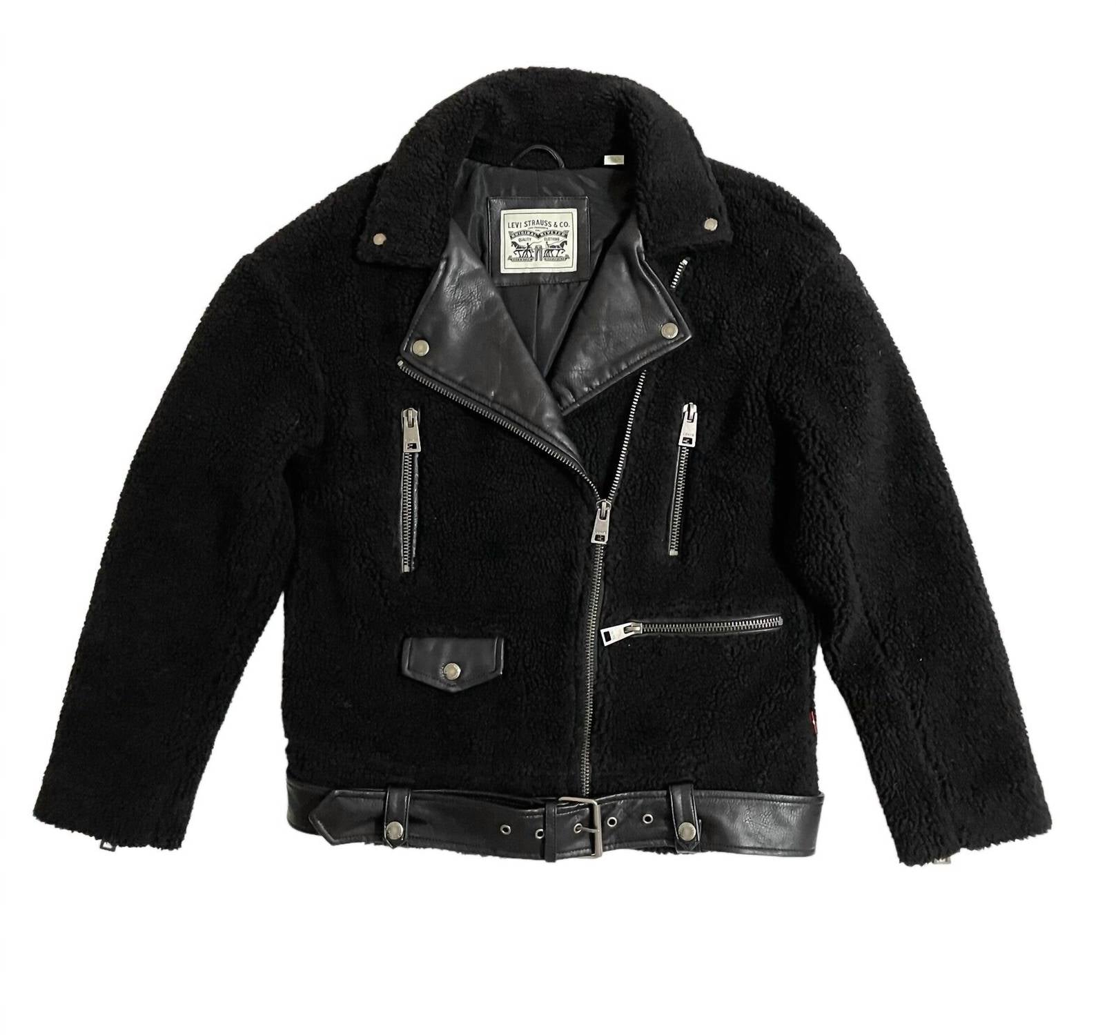 

Женская куртка Sherpa Oversize с поясом для мотоцикла черного цвета Levi's