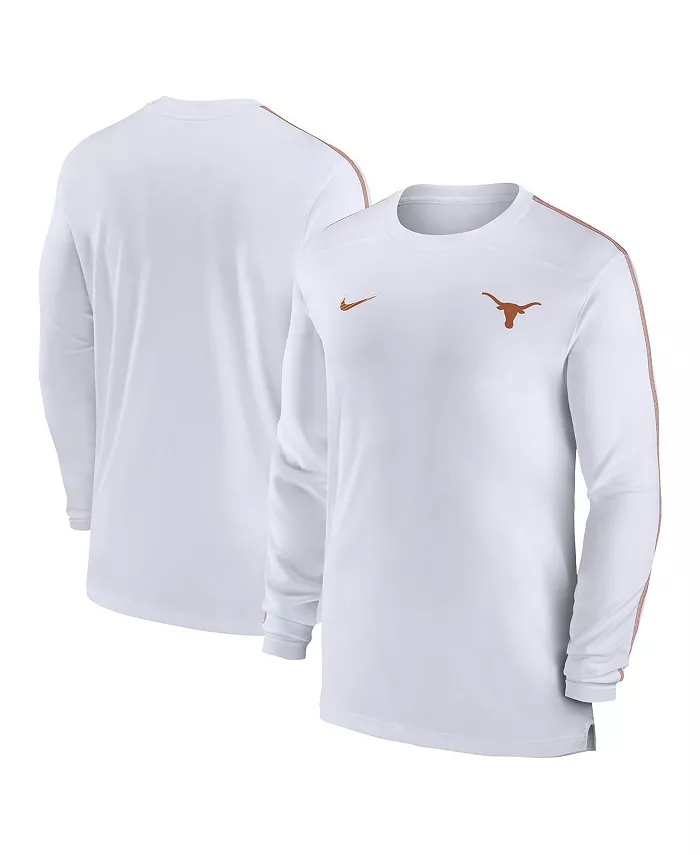 

Мужская футболка с длинным рукавом Texas Longhorns 2024 Sideline Coach UV Performance Nike, белый