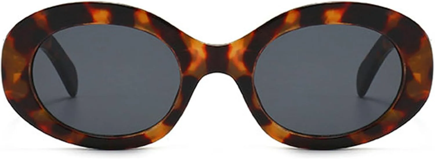 

Willochra Современные толстые овальные солнцезащитные очки для женщин Модные очки Ретро Узкие массивные солнцезащитные очки Градиентные круглые F27, Leopard