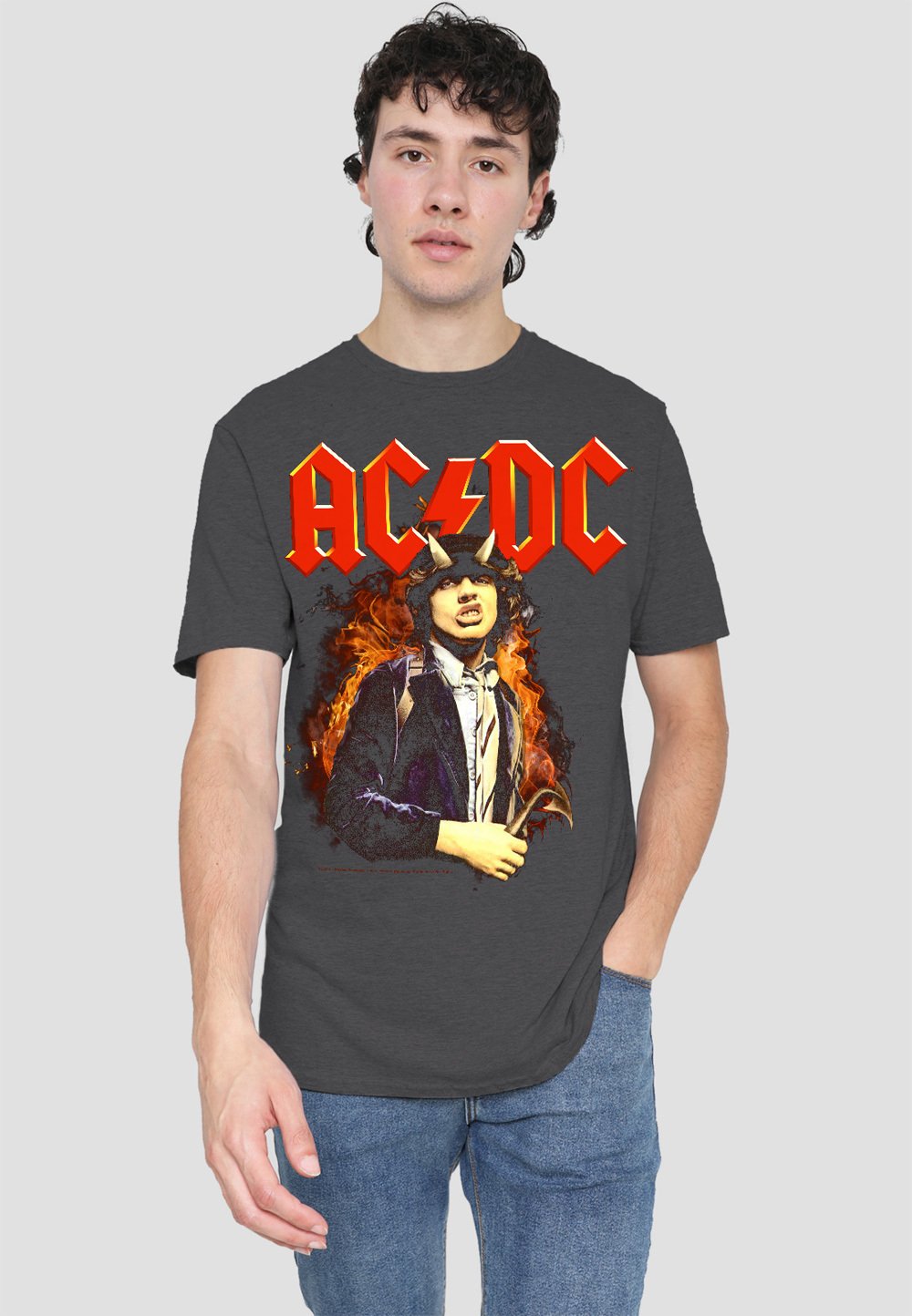 

Футболка с принтом AC/DC FIRE AND HORNS Cotton Soul, антрацит