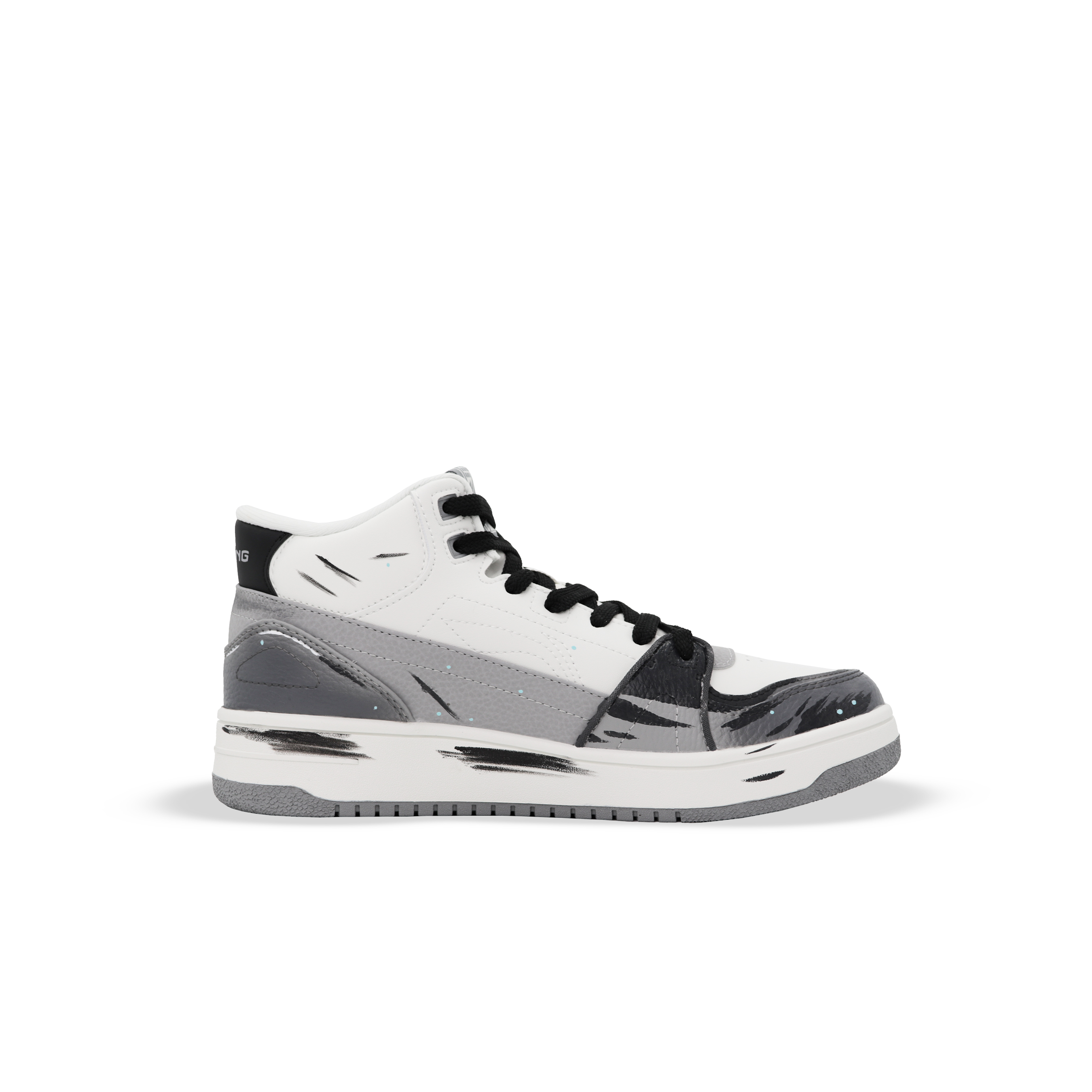 Кроссовки для скейтбординга Tianji HI Slip Resistant Cushioning Abrasion Resistant Lightweight Mid top мужские LINING, серый белый — фото 3