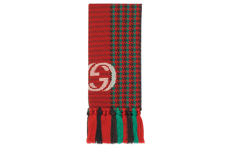 GUCCI Вязаный шарф женский красно-зеленый красный, Red Green — фото 3
