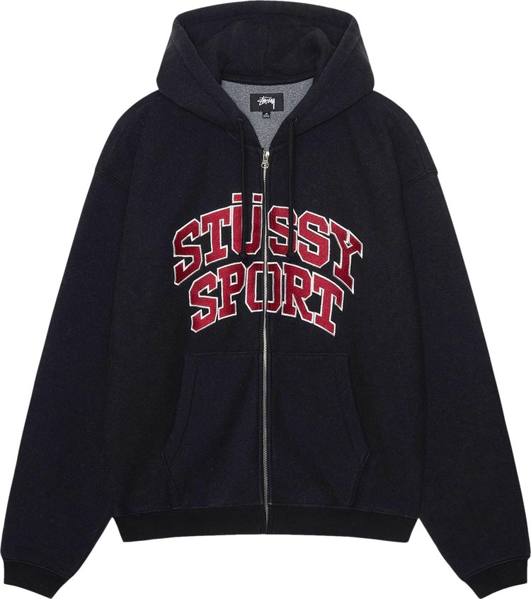 

Худи Stussy Sport Zip 'Washed Black', черный