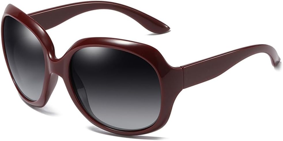 

Большие поляризованные солнцезащитные очки для женщин, большие круглые солнцезащитные очки в винтажном стиле для активного отдыха на открытом воздухе с защитой от бликов SZVVBKK, Red Grey