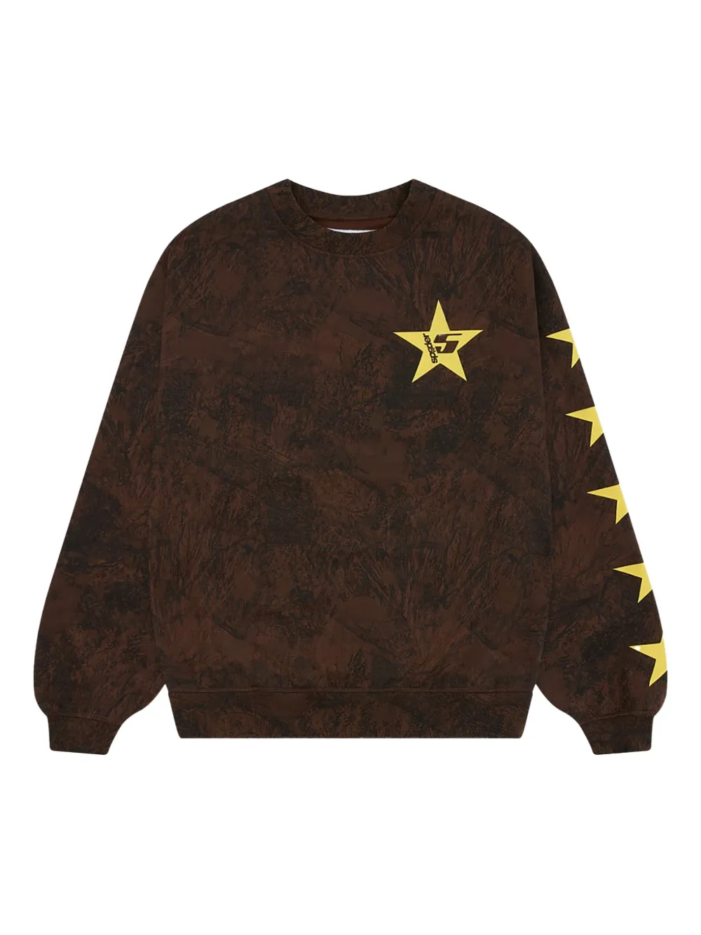 

Свитшот с круглым вырезом и принтом в виде 5 звезд SP5DER, коричневый