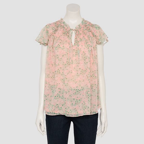 

Плюс сайз топ с рюшами и V-образным вырезом Lc Lauren Conrad, Pink Lena Grove