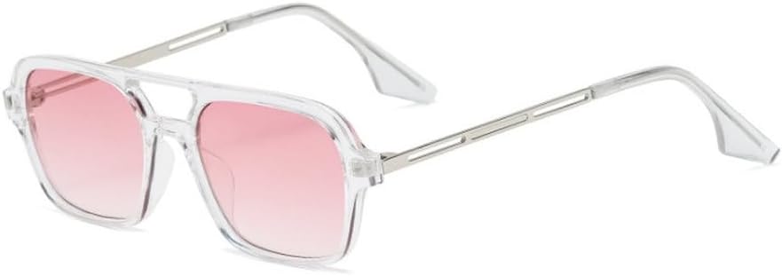 

Модные женские солнцезащитные очки с двойной перемычкой, модные мужские солнцезащитные очки с защитной пленкой Ocean Film Shades UV400, трендовые солнцезащитные очки TKKTLLT, Transparent Pink