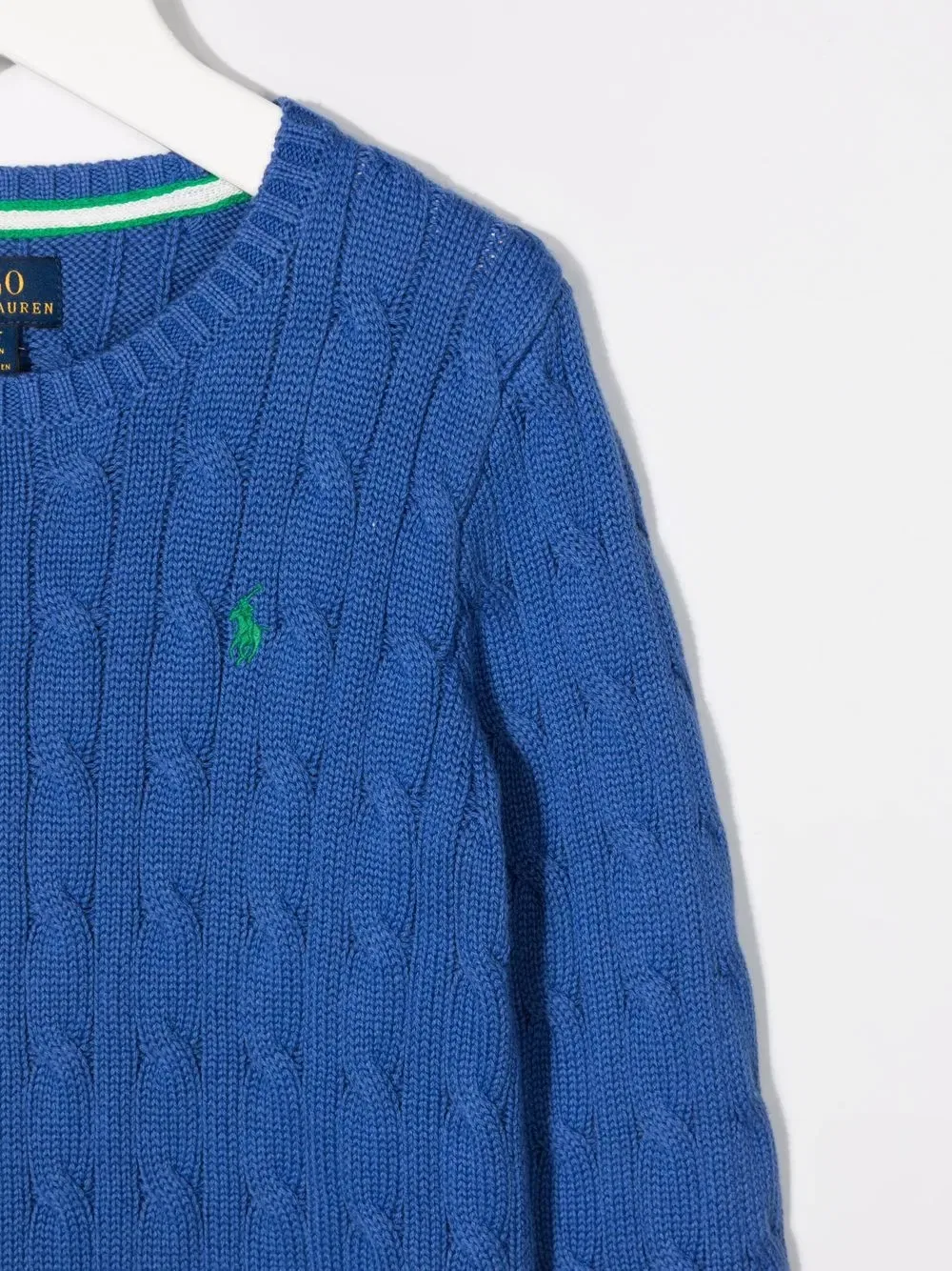 Хлопковый джемпер крупной вязки Polo Ralph Lauren Kids, синий — фото 3