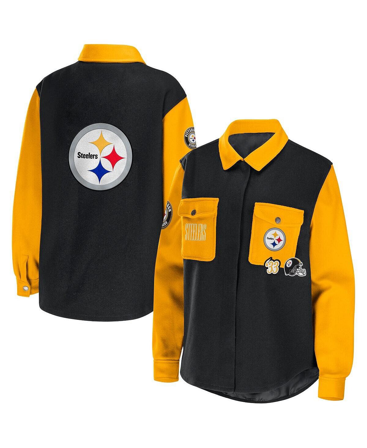

Женская черная куртка-рубашка Pittsburgh Steelers Snap-Up WEAR by Erin Andrews, черный