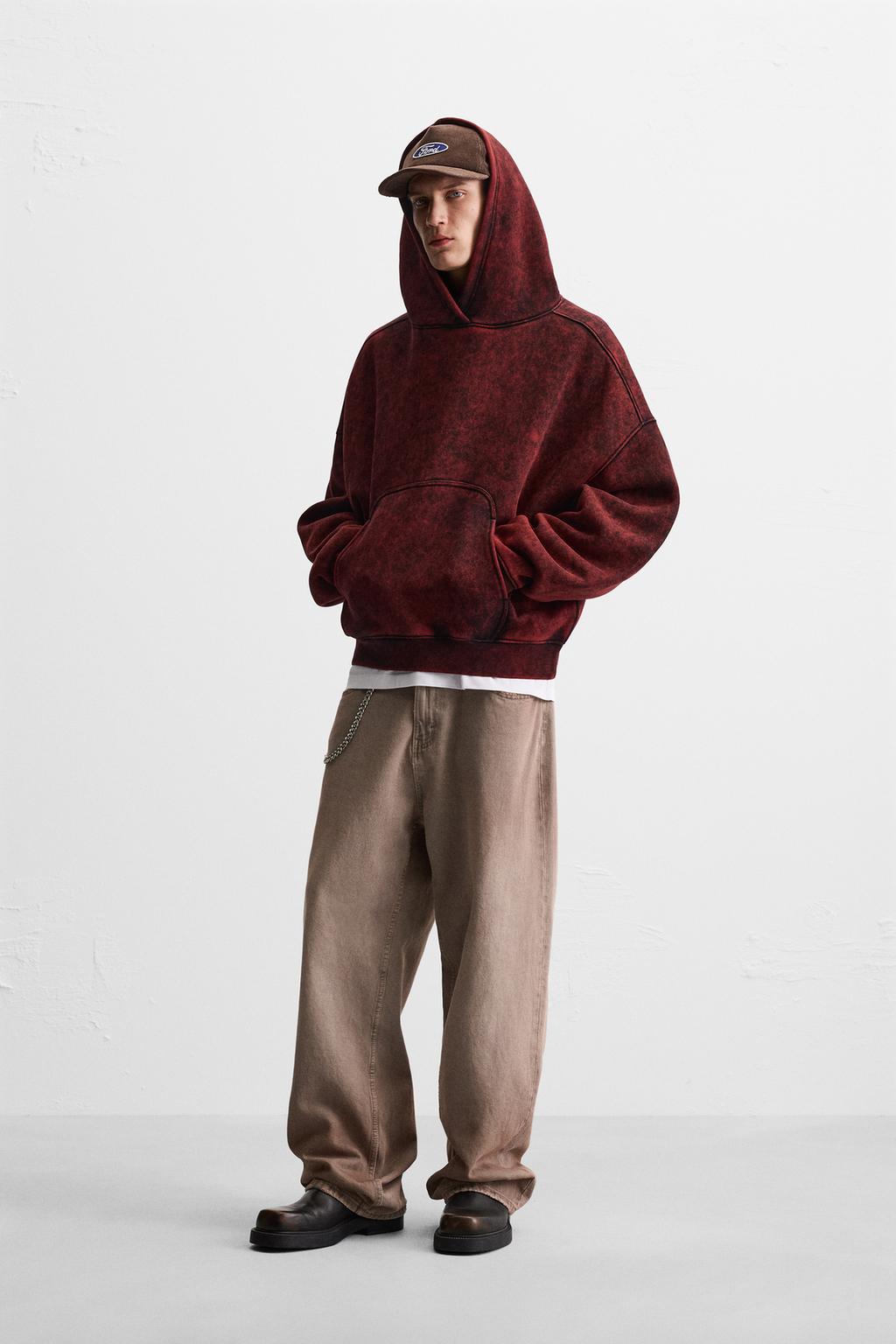 

Толстовка с принтом в виде галстука-красителя ZARA, красный