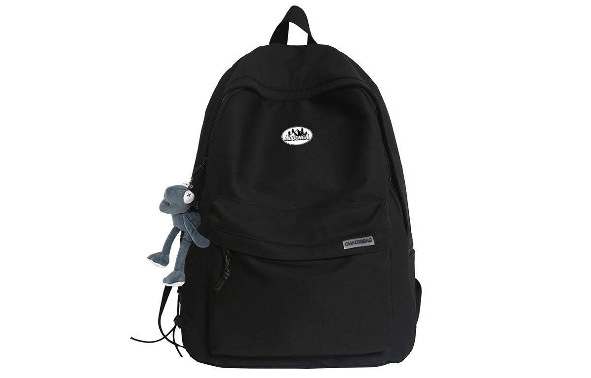 

ADOONGA Нейлоновый рюкзак унисекс черно-белый, Black with Free Frog Pendant
